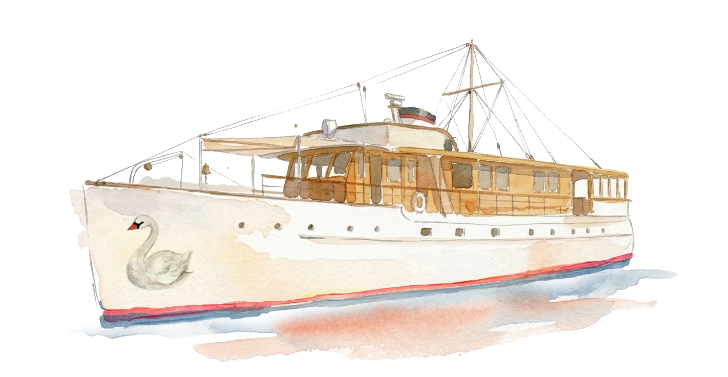 A vintage wooden motor yacht